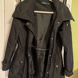 Ralph Lauren Black Trench Coat with Cinched Waist